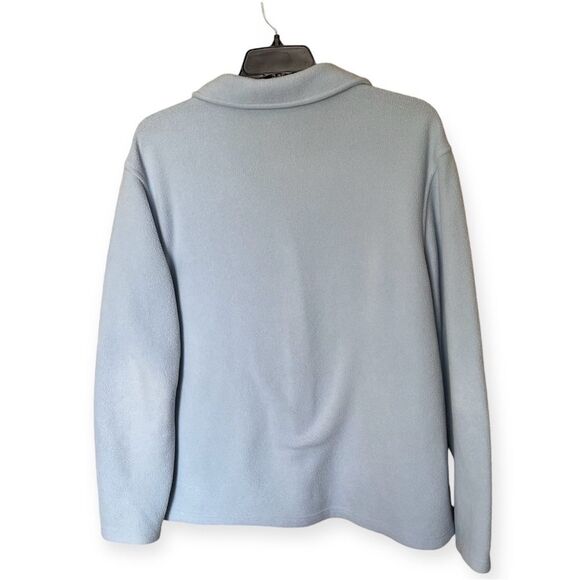 L.L. Bean Powder Blue Fleece Button Down Collared Jacket with Pockets Size 2X - Picture 2 of 8